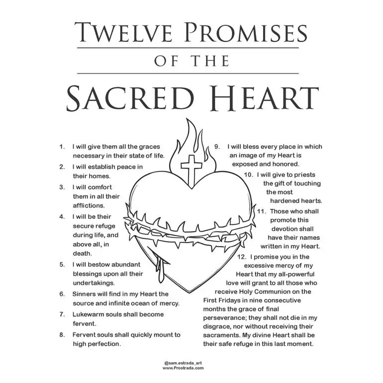 Sacred Heart promises with heart illustration