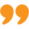 Orange quotation marks on a black background.