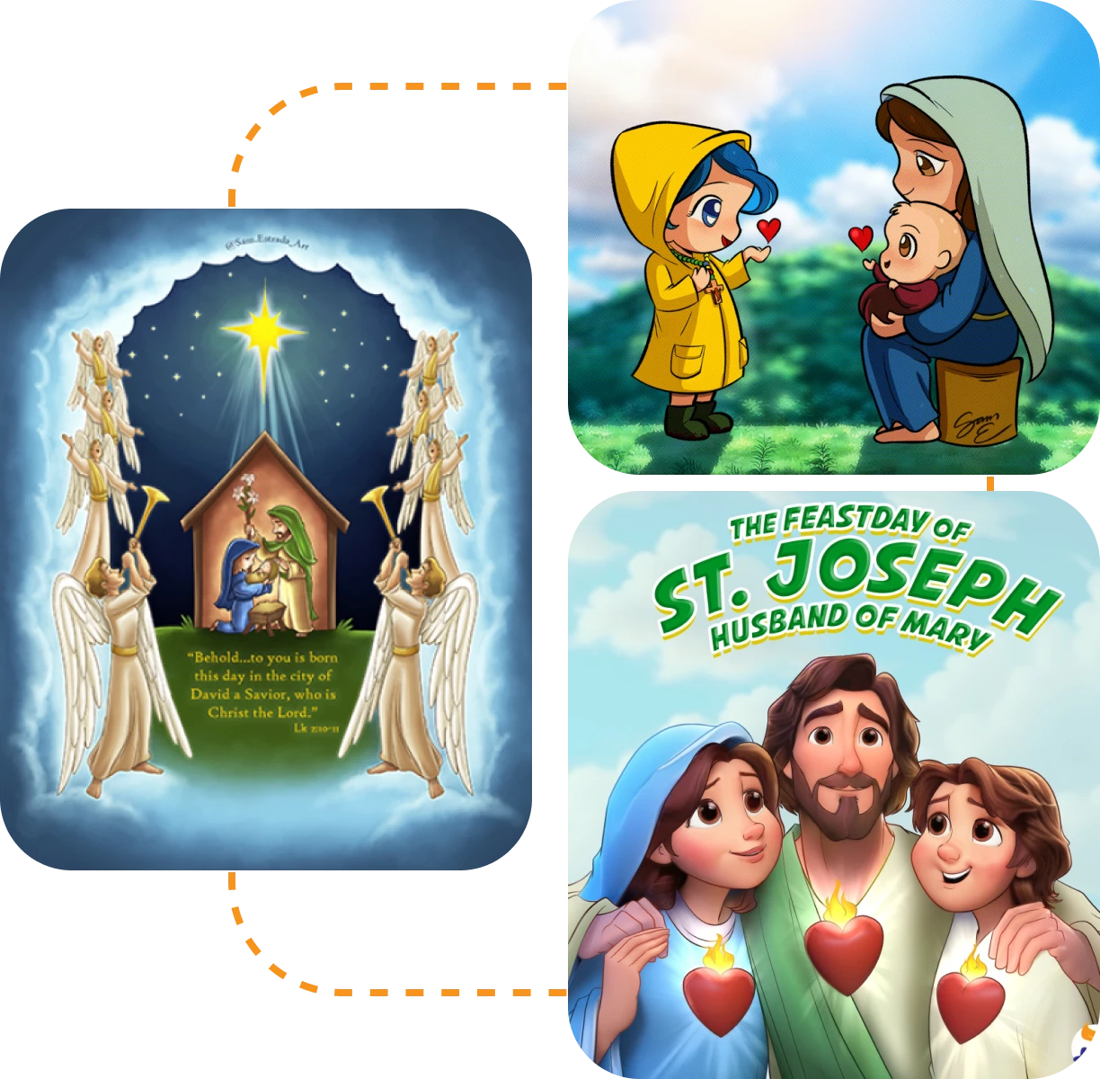 Nativity scene with angels and star