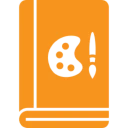 Orange art book symbol on black background