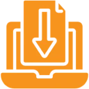 File download graphic in orange and black